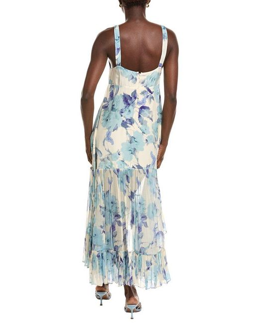 Azeeza Blue Bellevue Silk Midi Dress