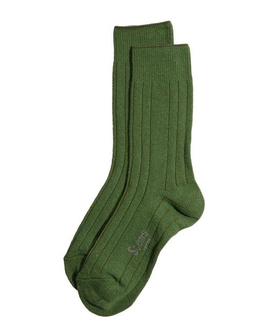 Stems Green Lux Cashmere & Wool-blend Crew Sock Gift Box