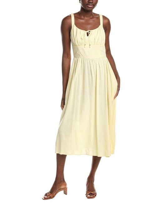 Ellen Tracy Natural Linen-Blend Midi Dress
