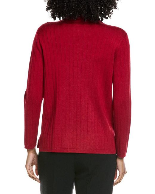 Jones New York Red Wide Rib Funnel Neck Sweater