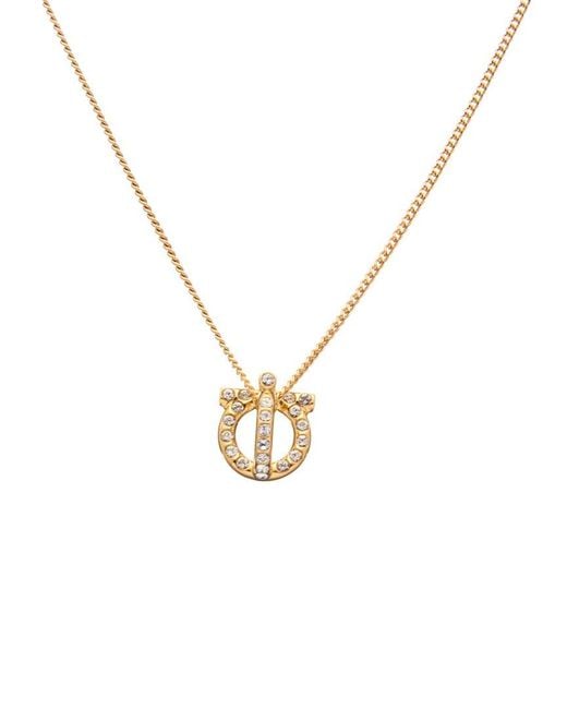Ferragamo Metallic Gancini 3d Crystal Necklace