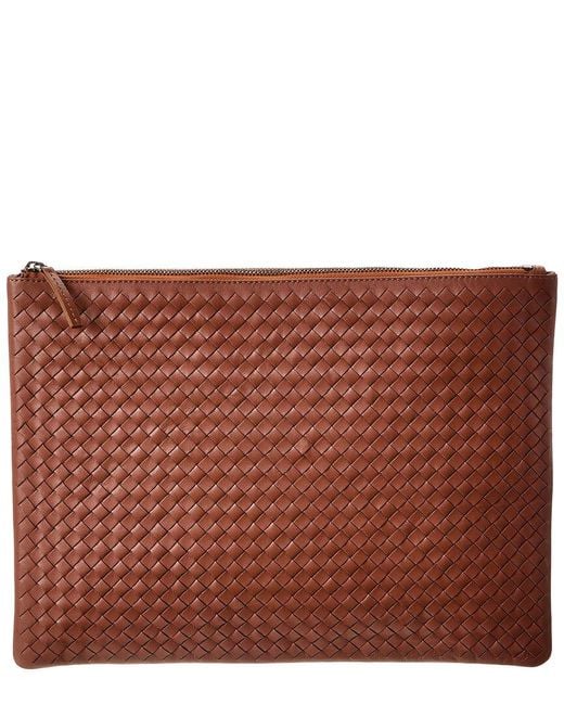 Dragon Diffusion Brown Woven Leather Clutch