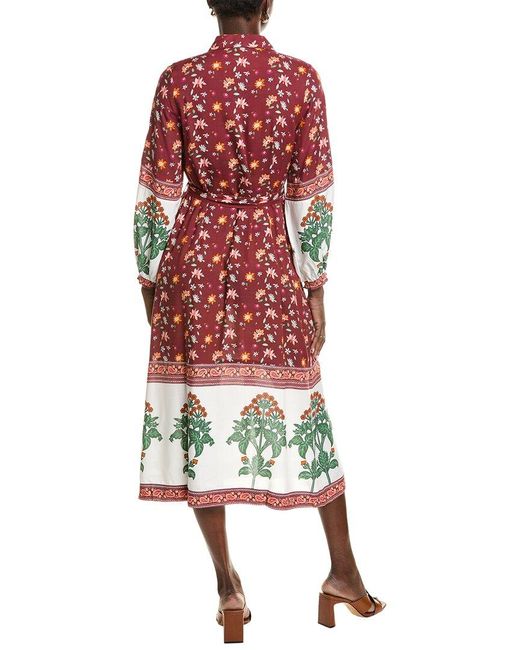 Garrie B Red Button-Down Midi Dress