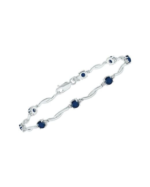 Gemstones White 1.52 Ct. Tw. Diamond & Sapphire Bracelet