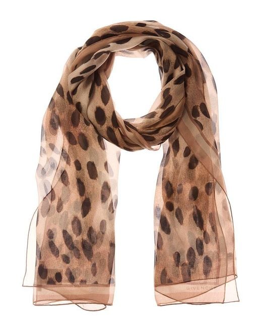 Givenchy Brown Logo Silk Scarf