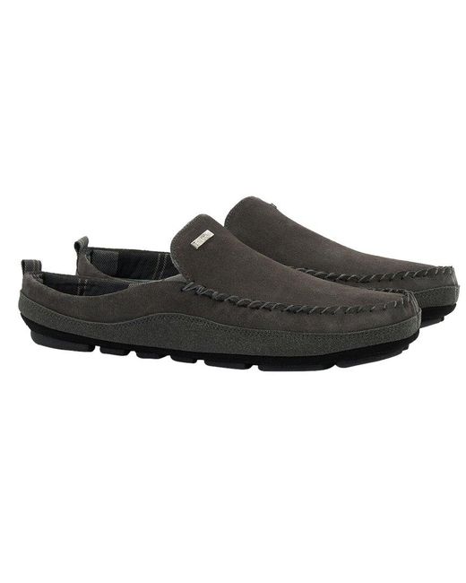 Barbour Otto Suede Mule Slipper in Black for Men | Lyst