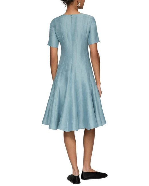 Lafayette 148 New York Blue Plus Linen-Blend Fit & Flare Dress