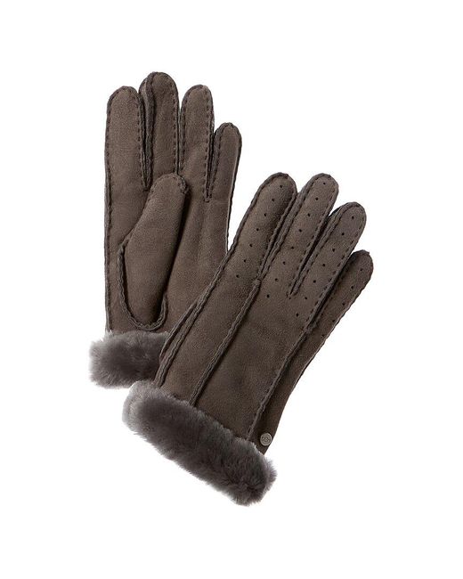 Ugg Brown Classic Perforated Two Point Suede Gloves
