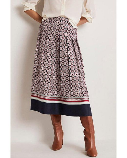 Boden Multicolor Pleated Printed Midi Skirt
