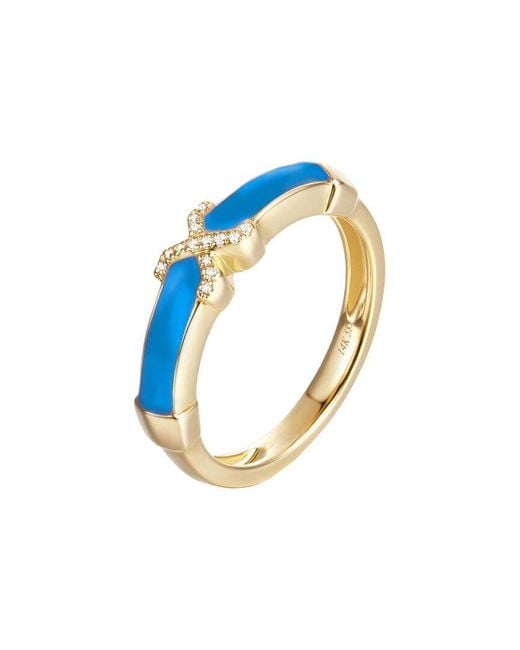 Diana M Blue Fine Jewelry 14k 0.03 Ct. Tw. Diamond Enamel Half-eternity Ring
