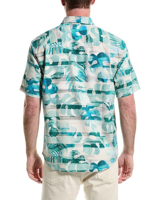 Tommy Bahama Blue Monstera Tides Silk-blend Shirt for men