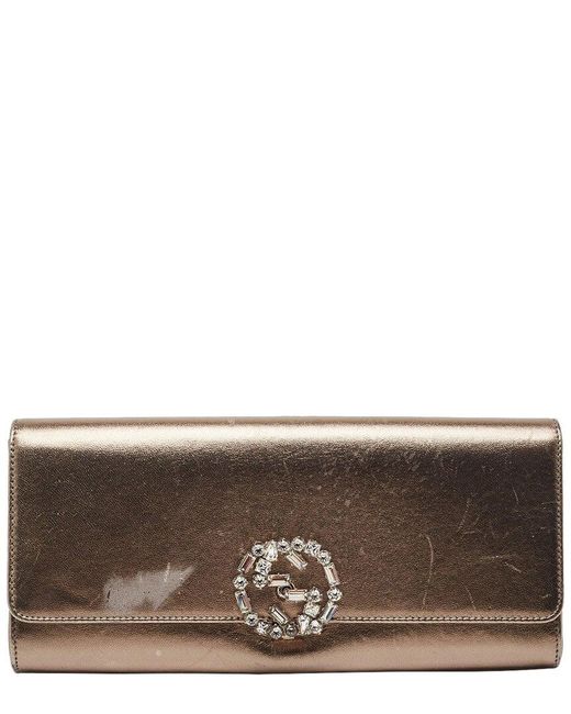 Gucci Brown Leather Broadway Clutch (Authentic Pre-Owned)