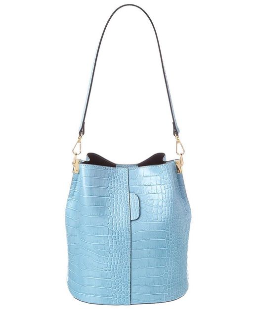 Italian Leather Blue Bucket Bag