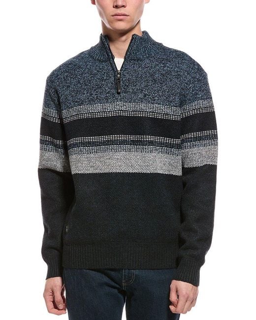 Point Zero Men's Blue Semi Fit 1/4-Zip Mock Neck Sweater