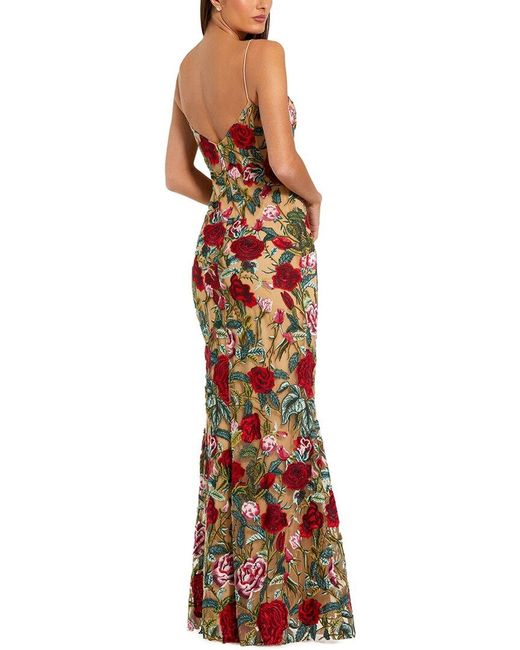 Mac Duggal Floral Embroidered Off The Shoulder Gown
