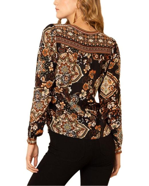 Hale Bob Brown Skye Silk Blouse