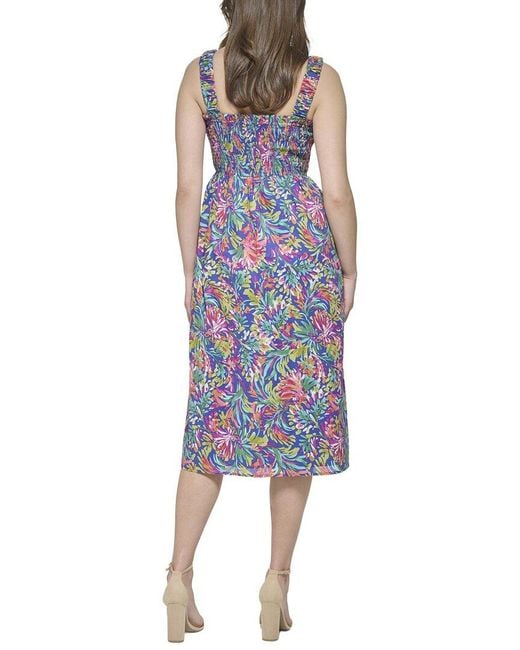 Kensie Blue Voile Midi Dress
