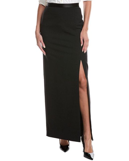 St. John Black Stretch Wool-Blend Skirt