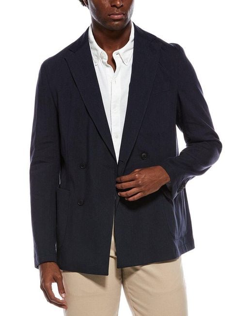 Boss Blue Hanry Linen-Blend Blazer for men