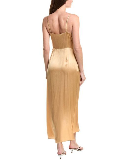 L'Agence Metallic Amilia Cami Silk Wrap Dress