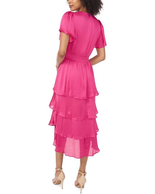 Vince Camuto Pink Surplice Tiered Maxi Dress