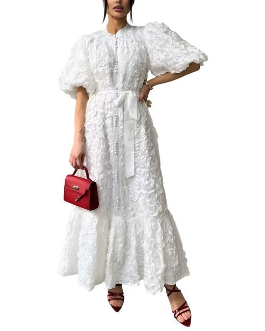 Emma way White Embellished Midi Dress