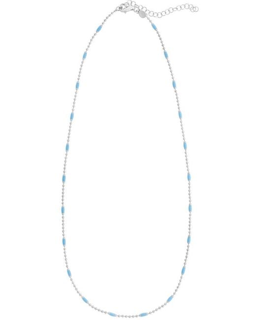 Italian Silver White 14K Plated Station Necklace