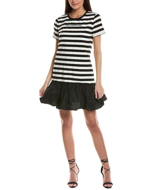 Karl Lagerfeld Black Stripe T-Shirt Dress