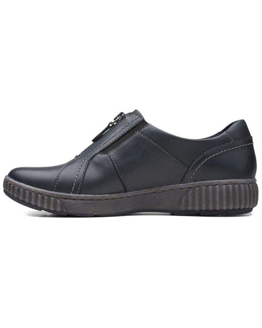 Clarks Black Magnolia Zip Leather Flat