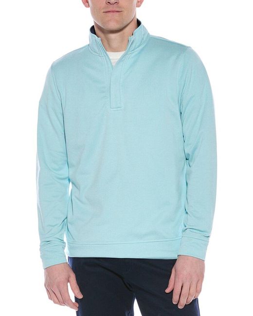 Tailorbyrd Blue Luxe Performance 1/4-Zip Mock Pullover for men