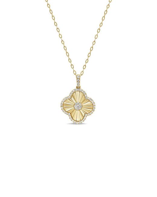 Sabrina Designs Metallic 14K 0.61 Ct. Tw. Diamond Clover Necklace