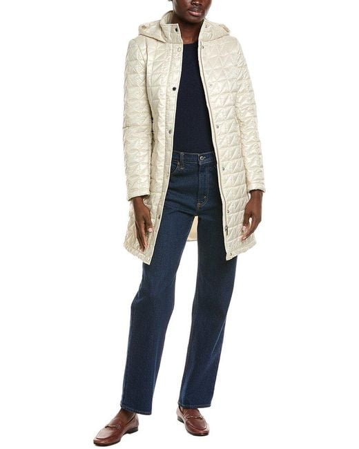 Via Spiga Blue Box Quilt Walker Coat