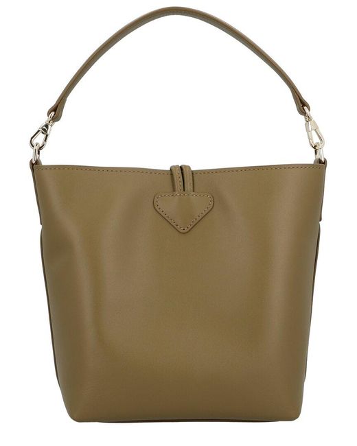 Longchamp Green Le Roseau Leather Bucket Bag