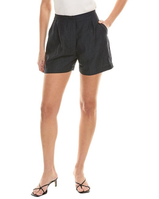 Alpha Studio Black Linen-Blend Short