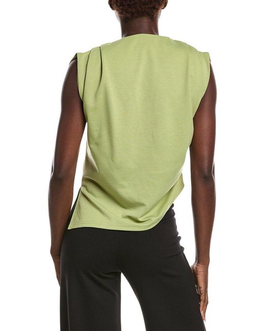 Gracia Green Gathered Shoulder Drape Top