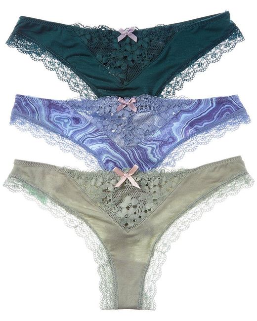 Honeydew Intimates Blue Set Of 3 Willow Thong