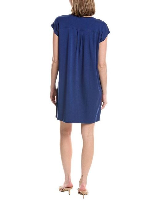 Eileen Fisher Blue Crew Neck Boxy Shirtdress