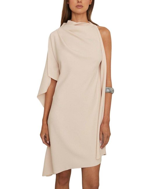 Reiss Natural Ellery Drape Mini Dress