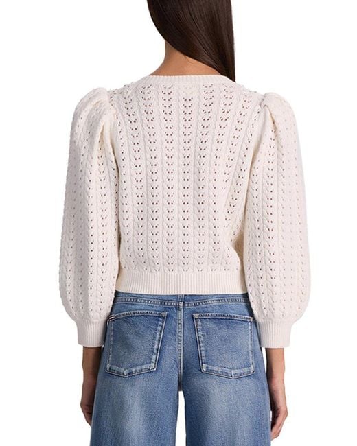 Alice + Olivia Blue Doris Puff Sleeve Wool-Blend Cardigan