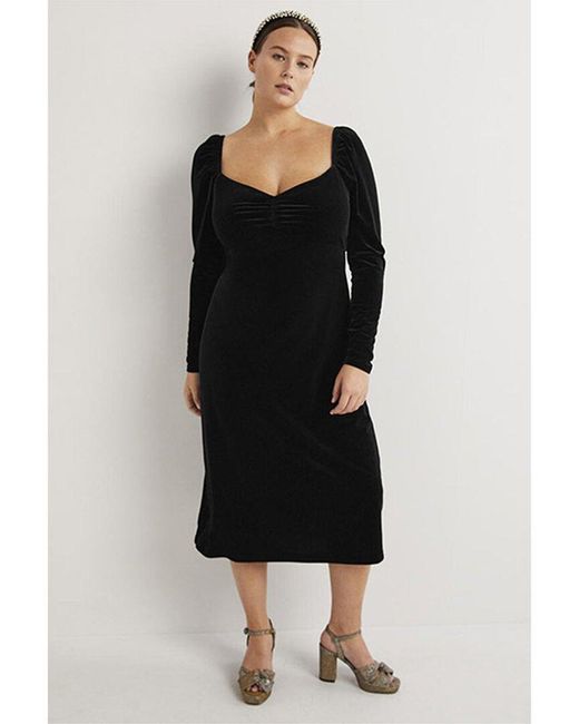 Boden Black Velvet Jersey Midi Dress
