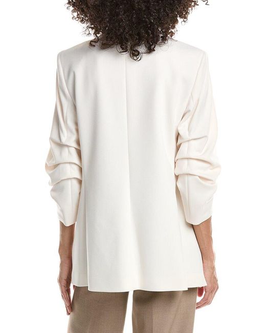 Anne Klein White Scrunch Sleeve Open Jacket