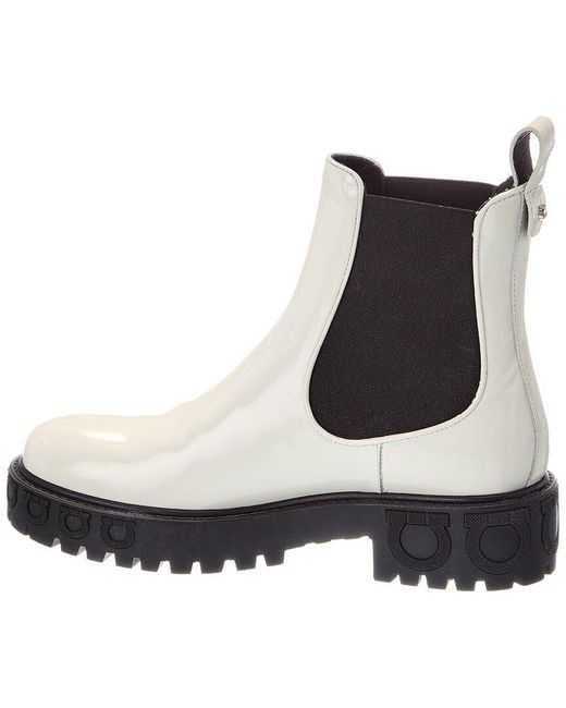 Ferragamo White Varsi Patent Boot