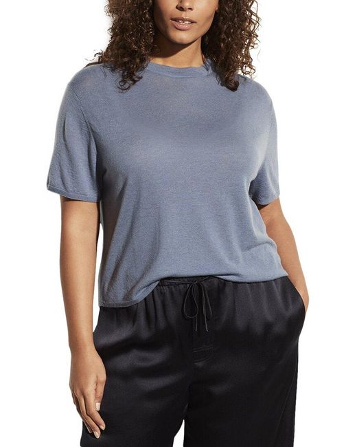 Vince Blue Easy Crew Wool-Blend T-Shirt