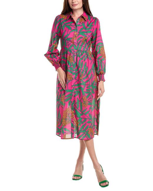 FLORA BEA NYC Red Tinsley Midi Shirtdress
