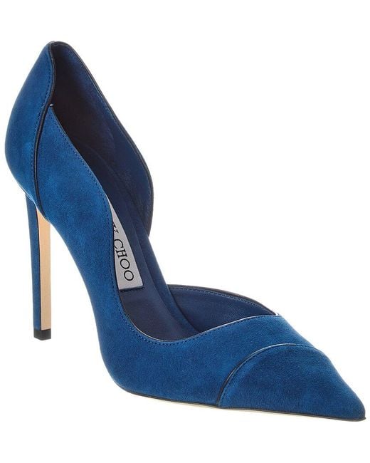 Jimmy Choo Blue Brigitte 100 Suede Pump