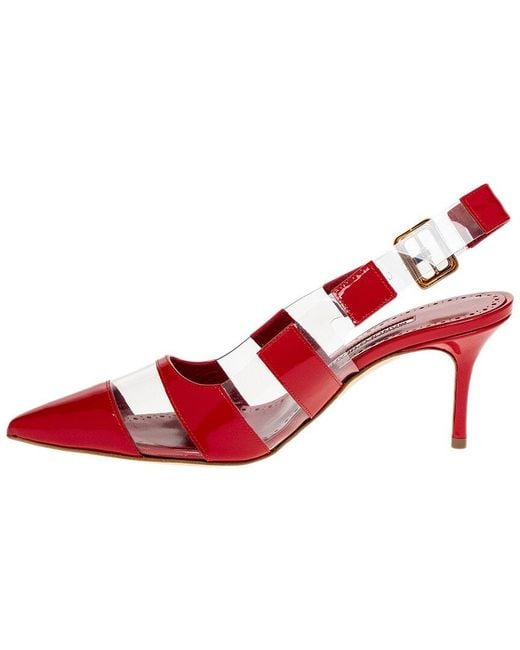 Manolo Blahnik Red Uxra Patent Pump