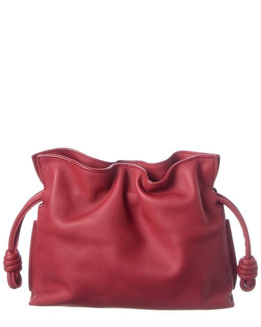Loewe Red Small Leather Bucket Bag