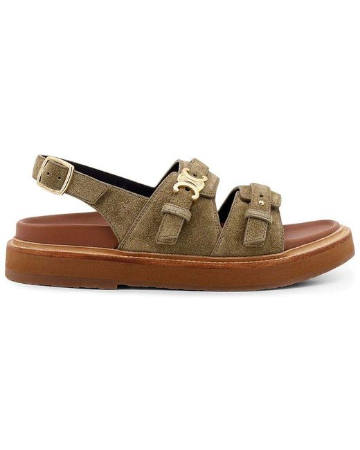 Céline Brown Triomphe Suede Sandal