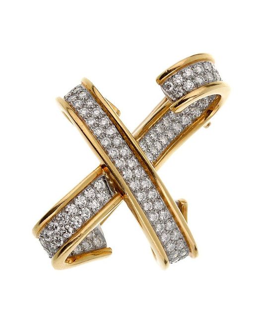 Tiffany & Co Metallic 18K & Platinum 2.00 Ct. Tw. Diamond Paloma Picasso Brooch (Authentic Pre-Owned)