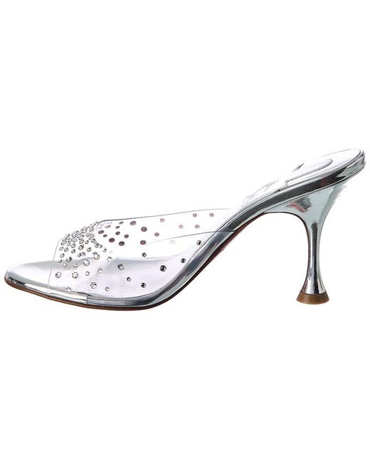 Christian Louboutin White Degramule Strass 85 Leather & Pvc Sandal